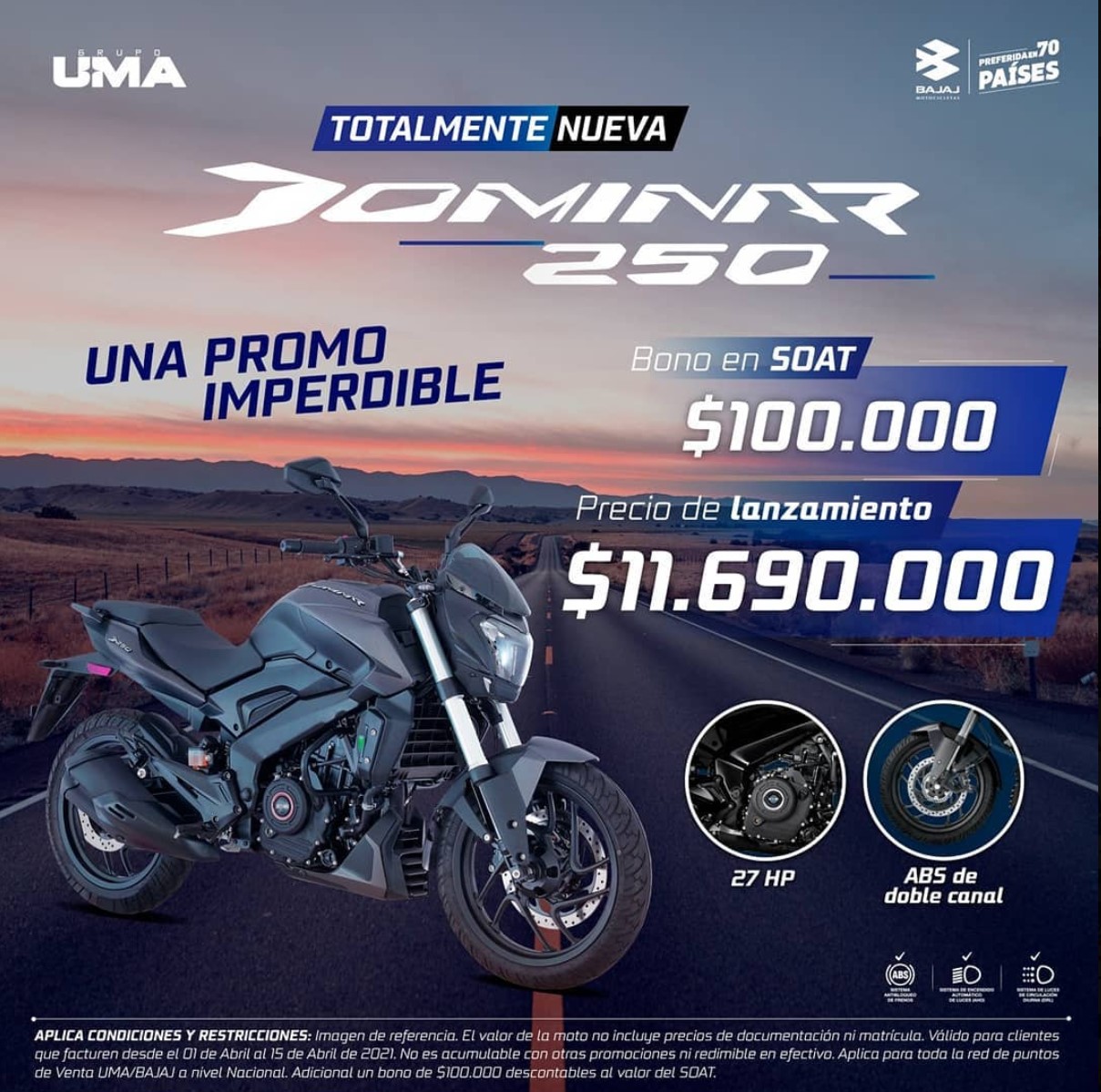 Precio Dominar 250 2022