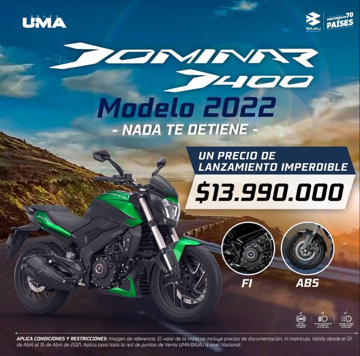 Precio Dominar 400 2022