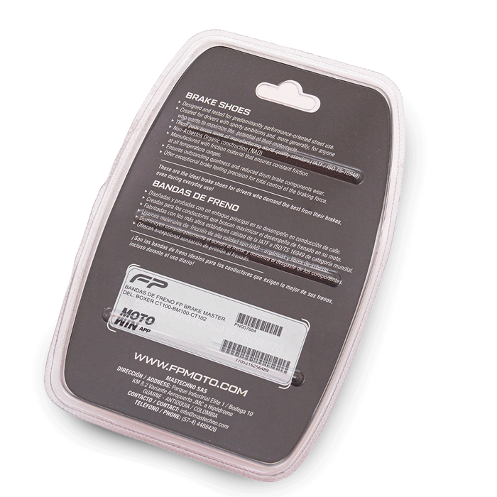 BANDAS DE FRENO FP BRAKE MASTER DEL: BOXER CT100-BM100-CT102, Bandas de freno. Bandas para moto. Zapata de freno para moto. Kit de pastillas de freno moto. Juego de pastillas de freno moto. Kit de Zapata de freno moto. Juego de Zapata de freno moto