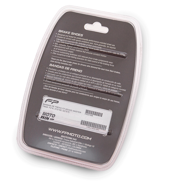 BANDAS DE FRENO FP BRAKE MASTER TRAS: FZ16, XTZ150, SZ16-R, Bandas de freno. Bandas para moto. Zapata de freno para moto. Kit de pastillas de freno moto. Juego de pastillas de freno moto. Kit de Zapata de freno moto. Juego de Zapata de freno moto