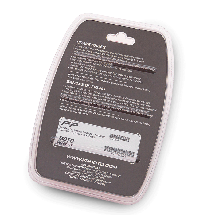 BANDAS DE FRENO FP BRAKE MASTER TRAS:GN125, GS125, GIXXER150, Bandas de freno. Bandas para moto. Zapata de freno para moto. Kit de pastillas de freno moto. Juego de pastillas de freno moto. Kit de Zapata de freno moto. Juego de Zapata de freno moto