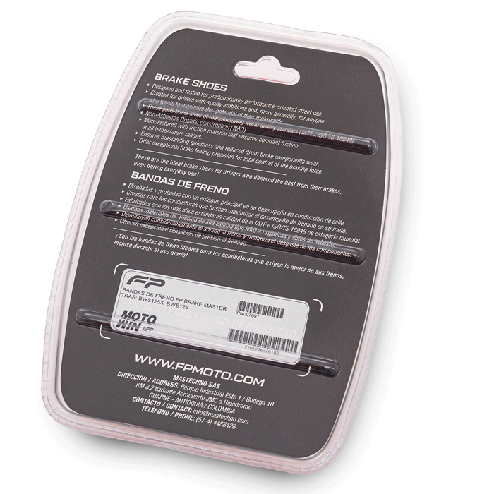 BANDAS DE FRENO FP BRAKE MASTER TRAS: BWS125X, BWS125, Bandas de freno. Bandas para moto. Zapata de freno para moto. Kit de pastillas de freno moto. Juego de pastillas de freno moto. Kit de Zapata de freno moto. Juego de Zapata de freno moto