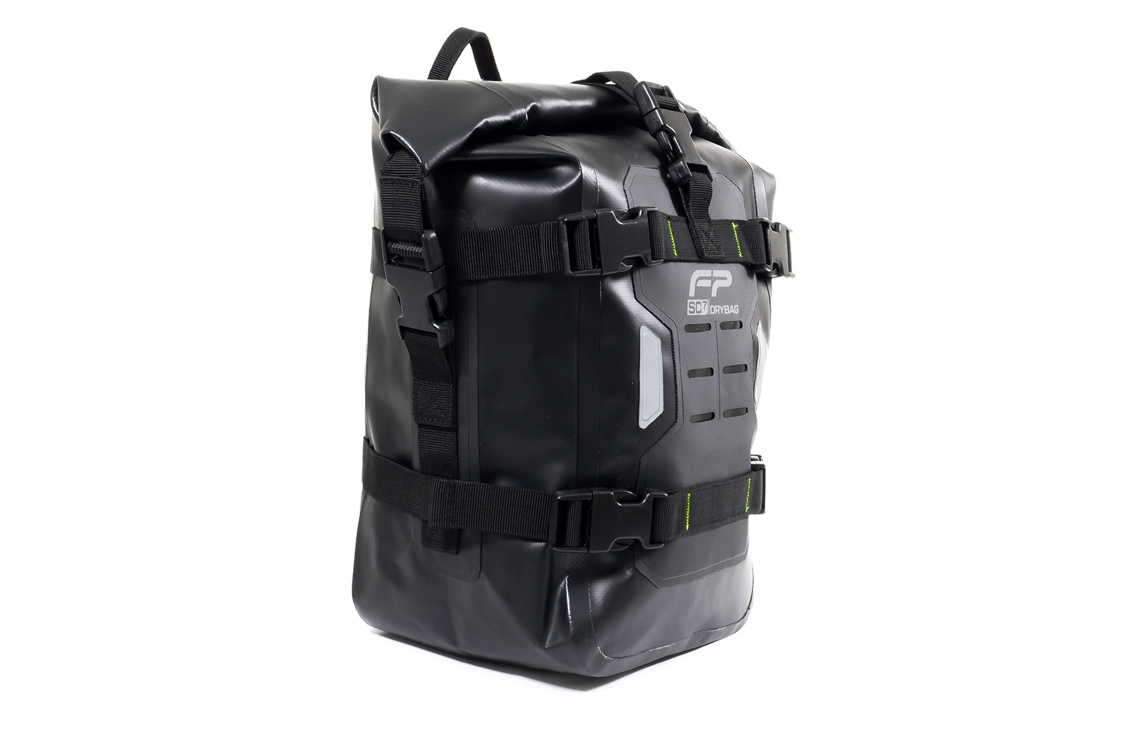 Drybag FP SC7 negro montado en defensas de motocicleta