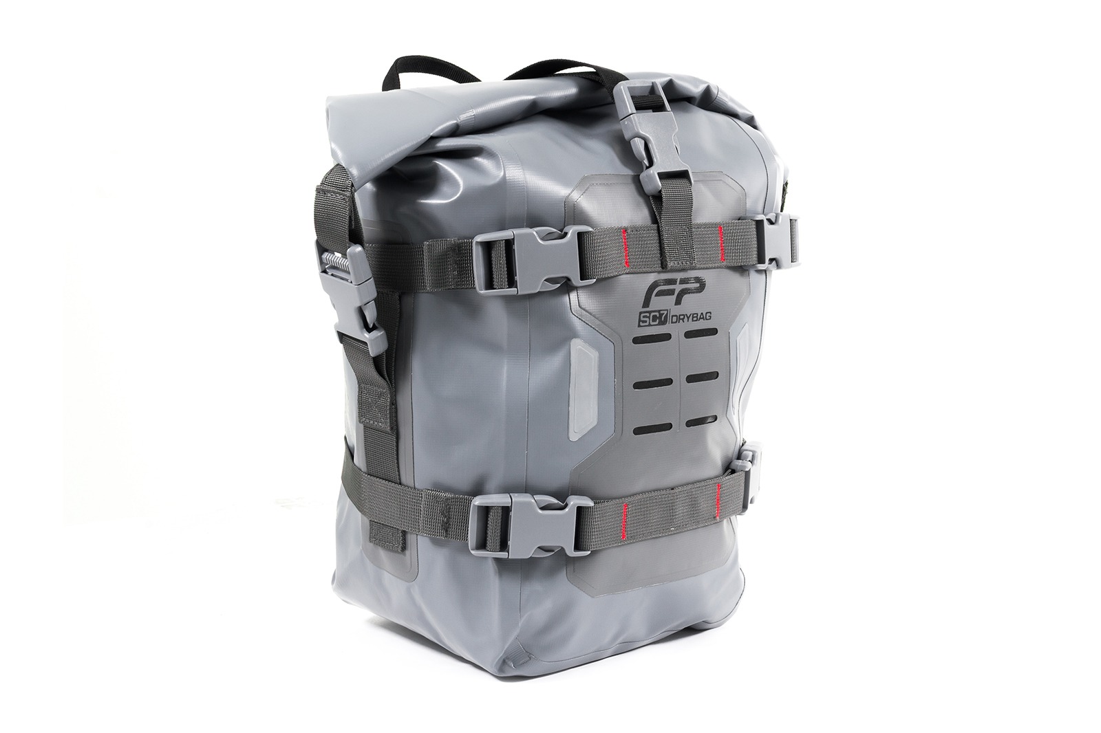 Drybag FP SC7 gris montado en defensas de motocicleta