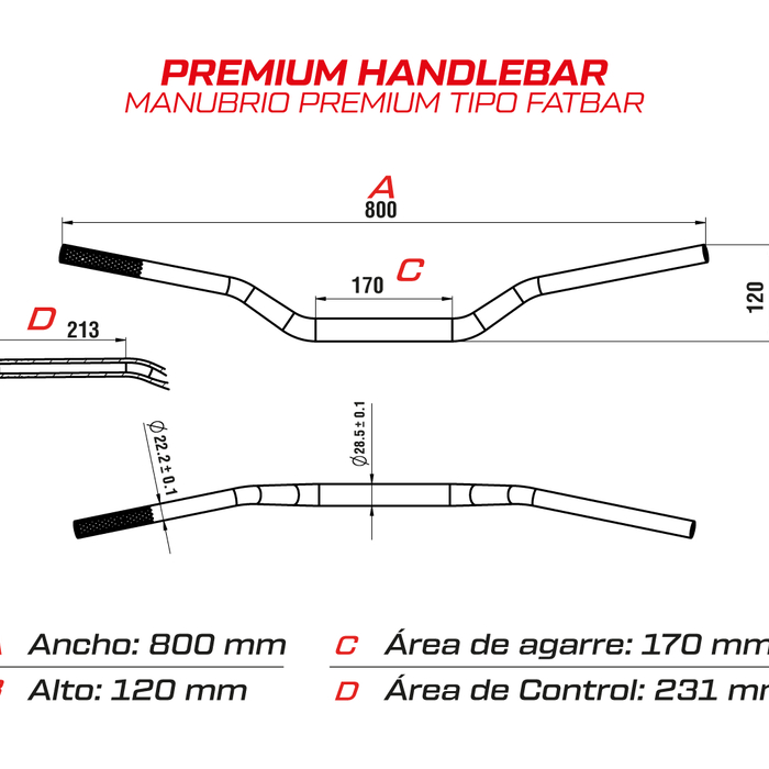 Manubrio fatbar titanio con puff