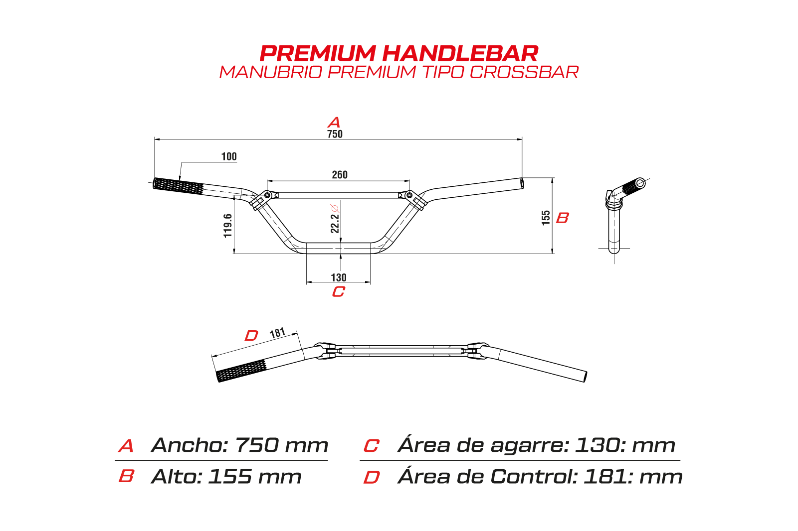 Manubrio crossbar negro