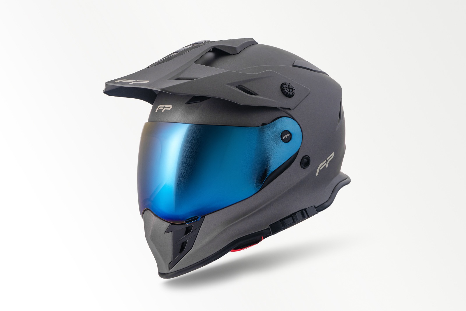 Casco Atlas FP Titanio Mate Blue doble propósito vista lateral