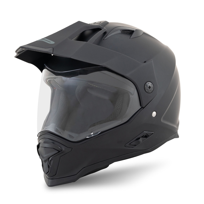 Casco FP Barstow Negro vista lateral con visera aerodinámica