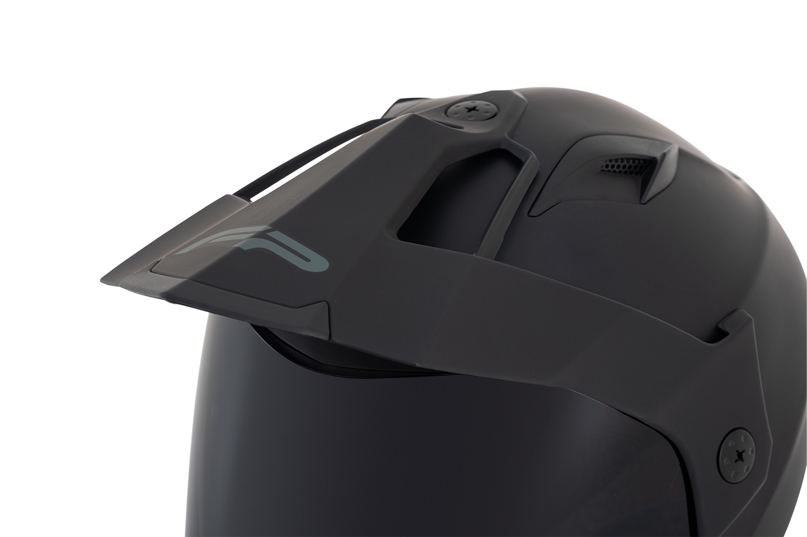 Vista frontal del casco FP Barstow Negro con visera aerodinámica