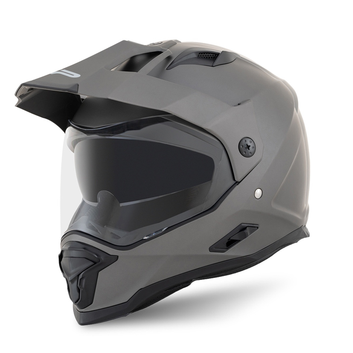 Casco FP Barstow Titanio vista lateral con visera ajustable