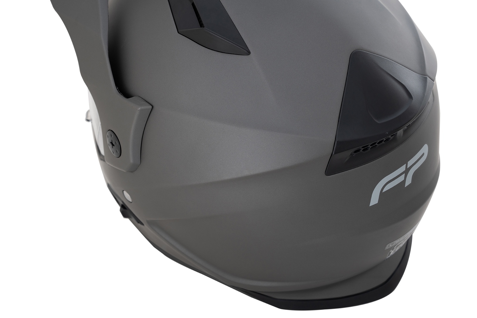 Vista trasera del casco FP Barstow Titanio con diseño aerodinámico