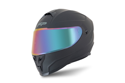 Vista frontal del casco FP Racecraft 2 Negro con diseño deportivo