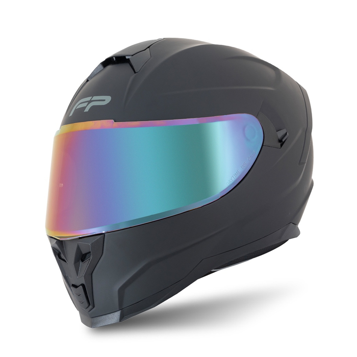 Vista frontal del casco FP Racecraft 2 Negro con diseño deportivo