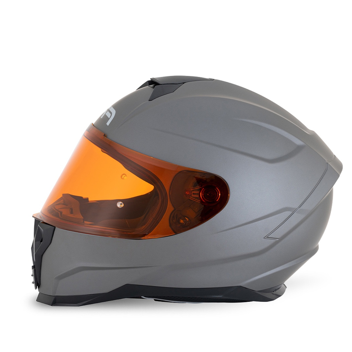 Casco FP Racecraft 2 Titanio con visor ámbar vista lateral