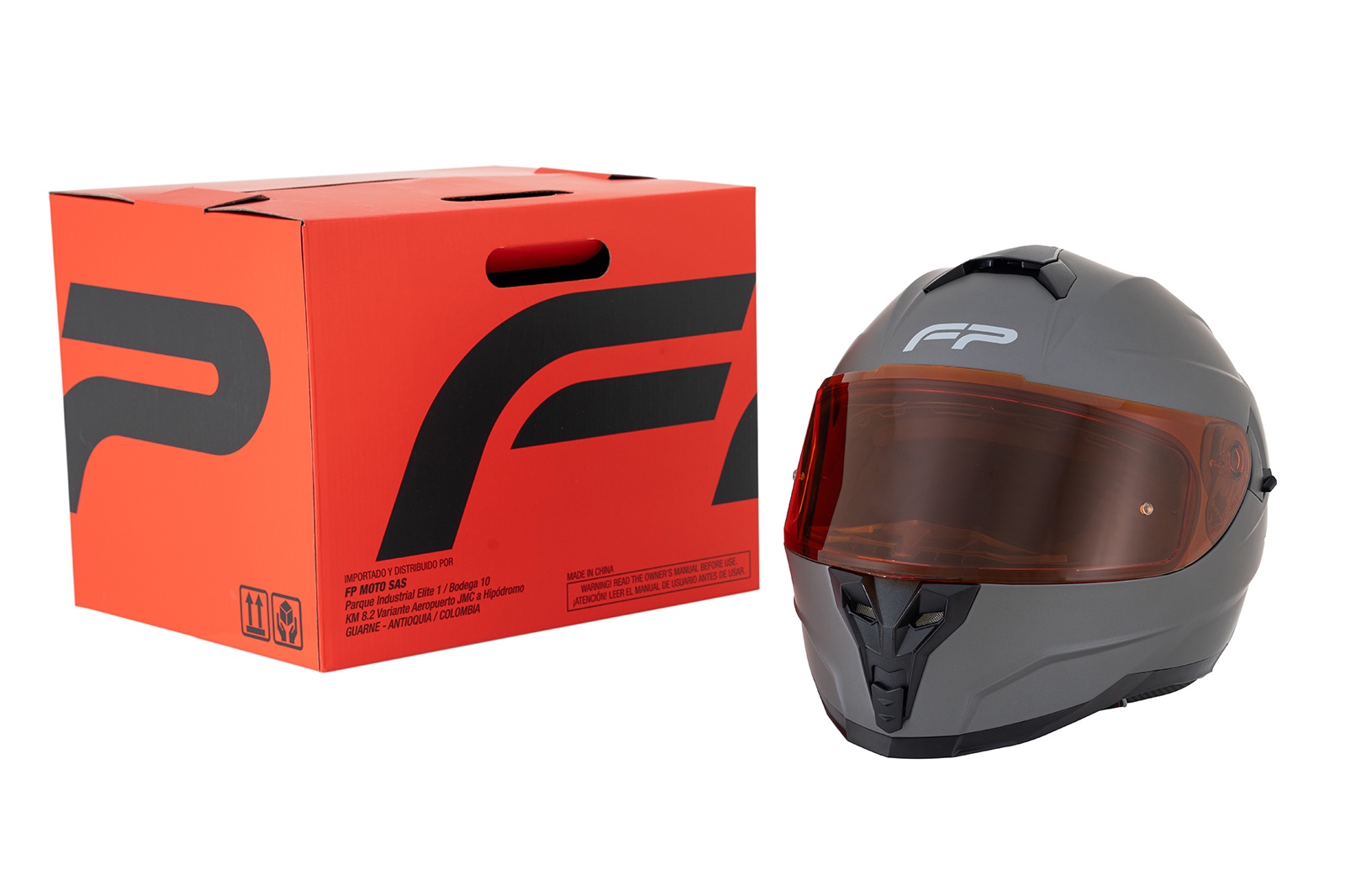 Casco FP Racecraft 2 Titanio vista frontal con diseño deportivo