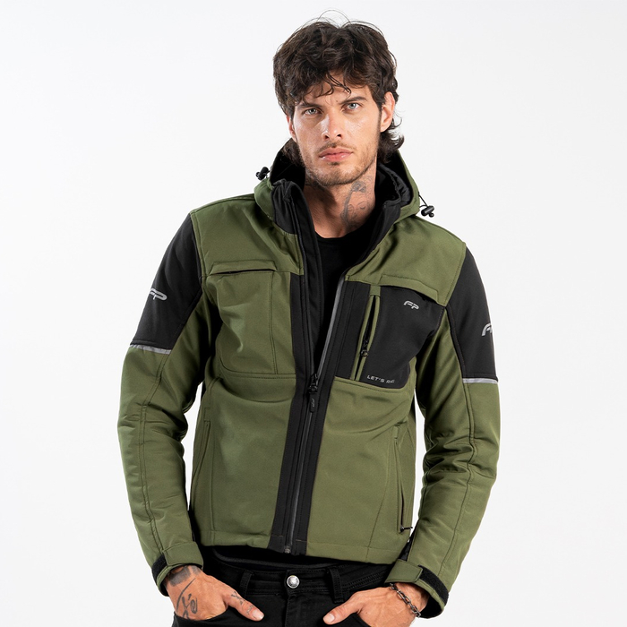 Chaqueta FP Cairo Softshell Verde urbana para motociclistas