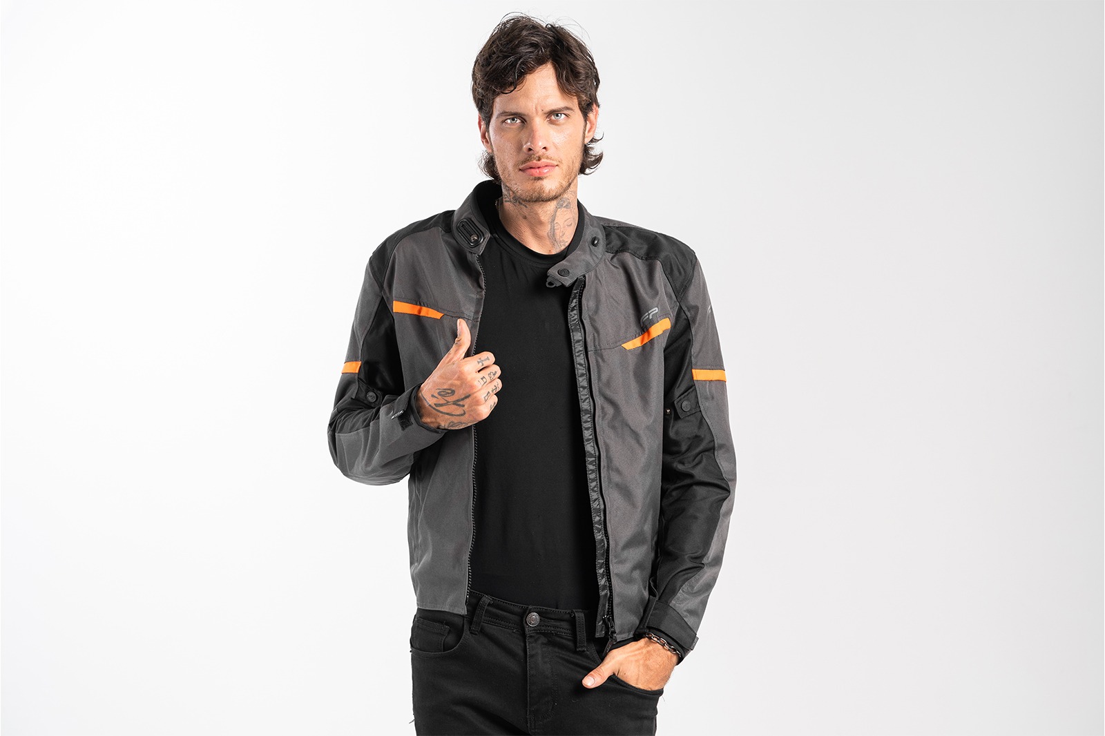 Chaqueta FP K1 Gris/Naranja urbana para motociclistas