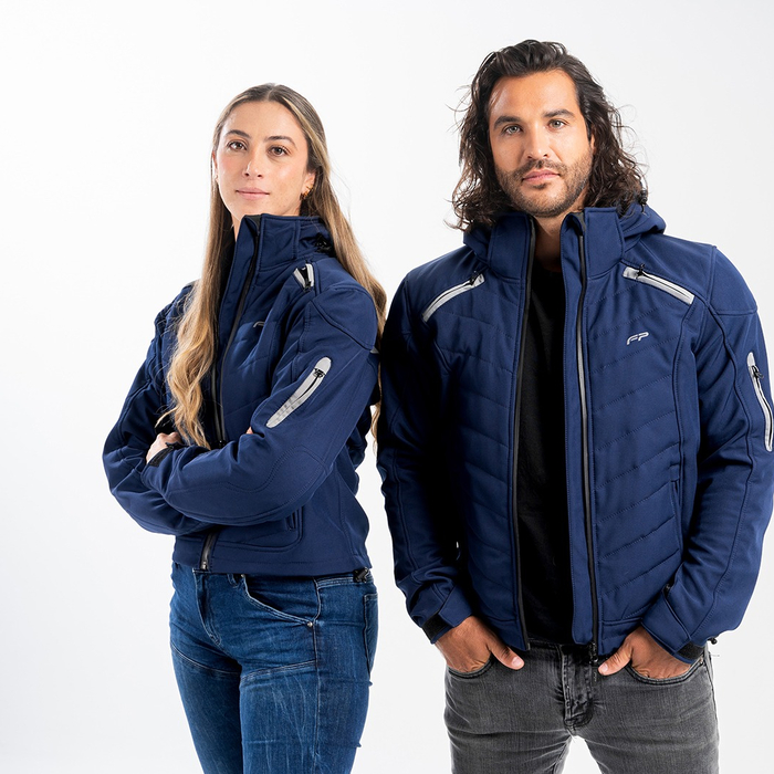 Motociclistas con la FP Naxos Softshell Azul Navy para ciudad