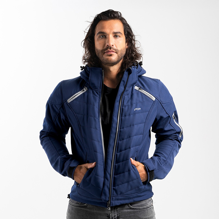 Vista frontal de la FP Naxos Softshell Azul Navy