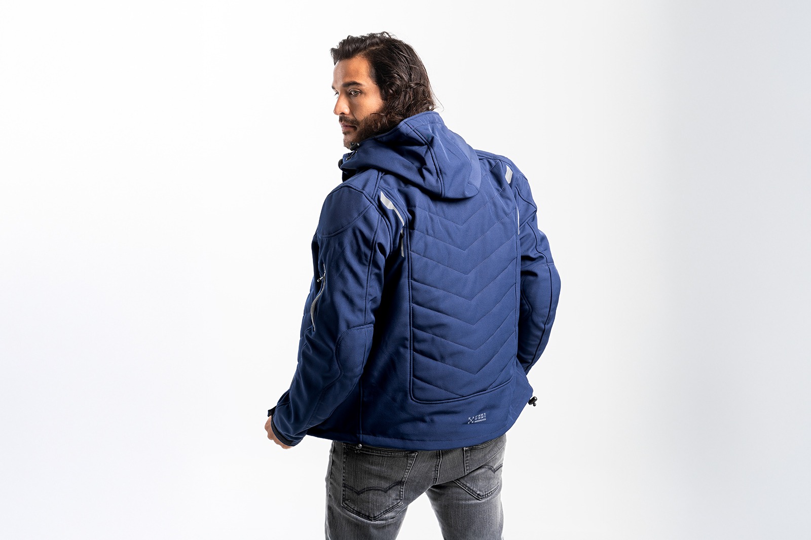 Chaqueta FP Naxos Softshell Azul Navy para motociclistas