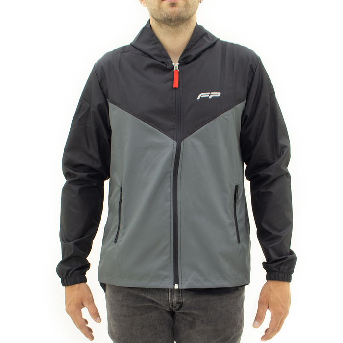 Cortavientos negro gris