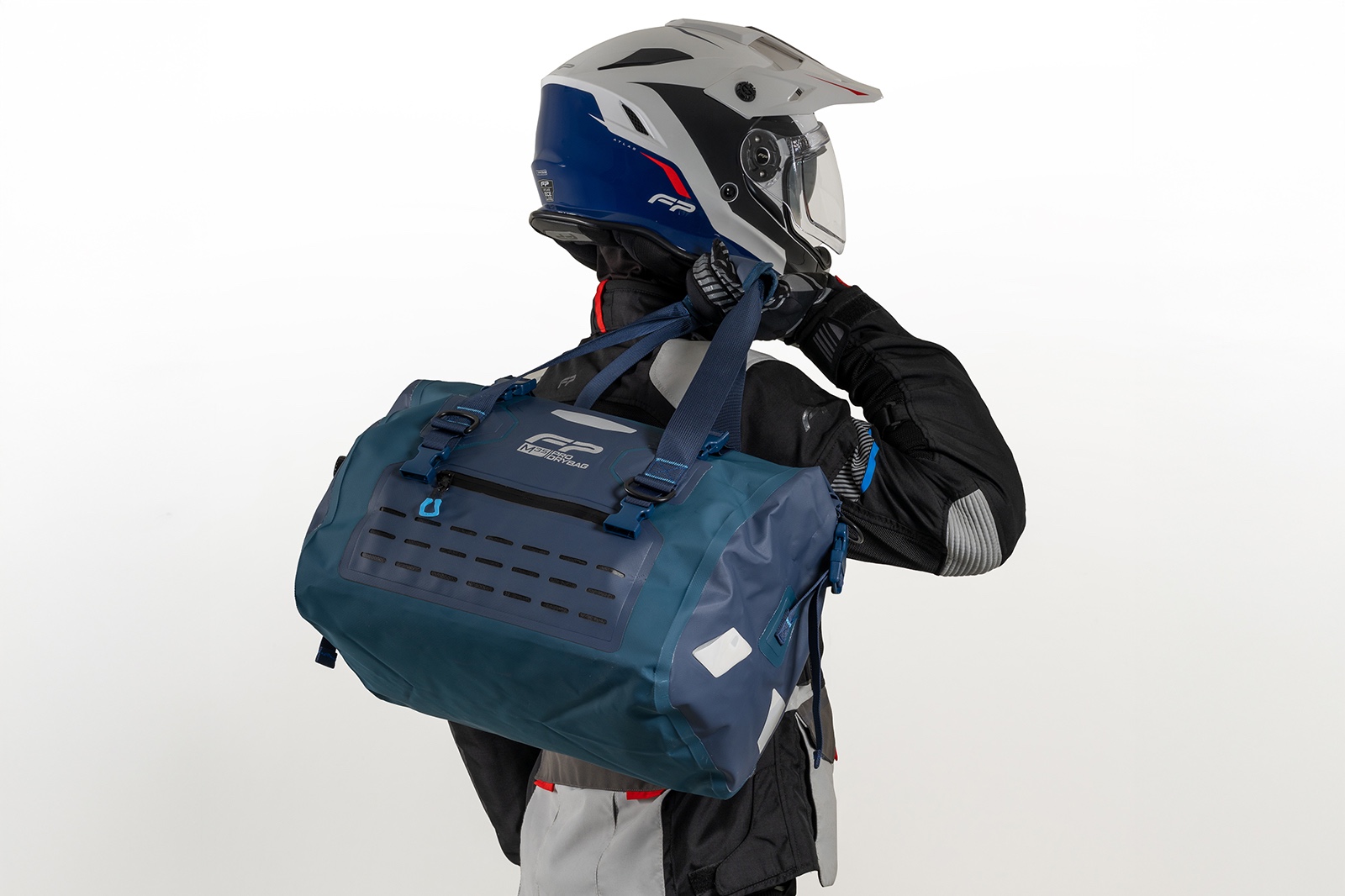Maleta impermeable azul 35L FP Dry Bag para motociclistas aventureros