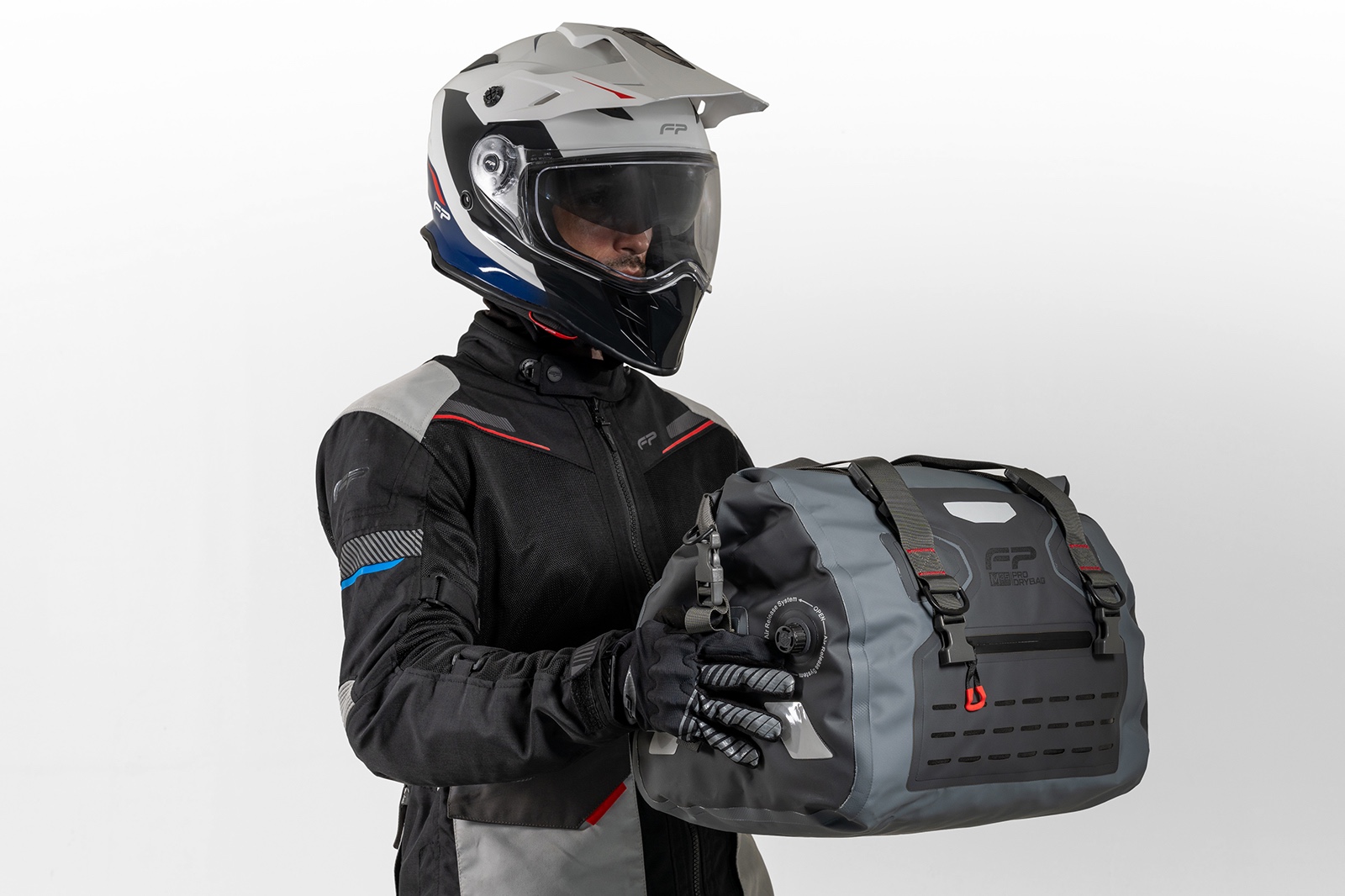 Maleta impermeable para moto colo gris con reflectivo