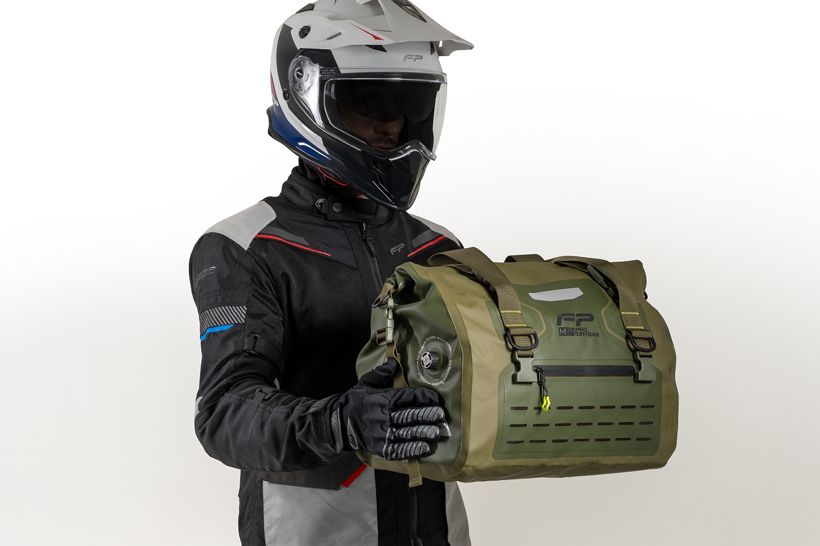 Maleta de moto FP 35 litros verde impermeable