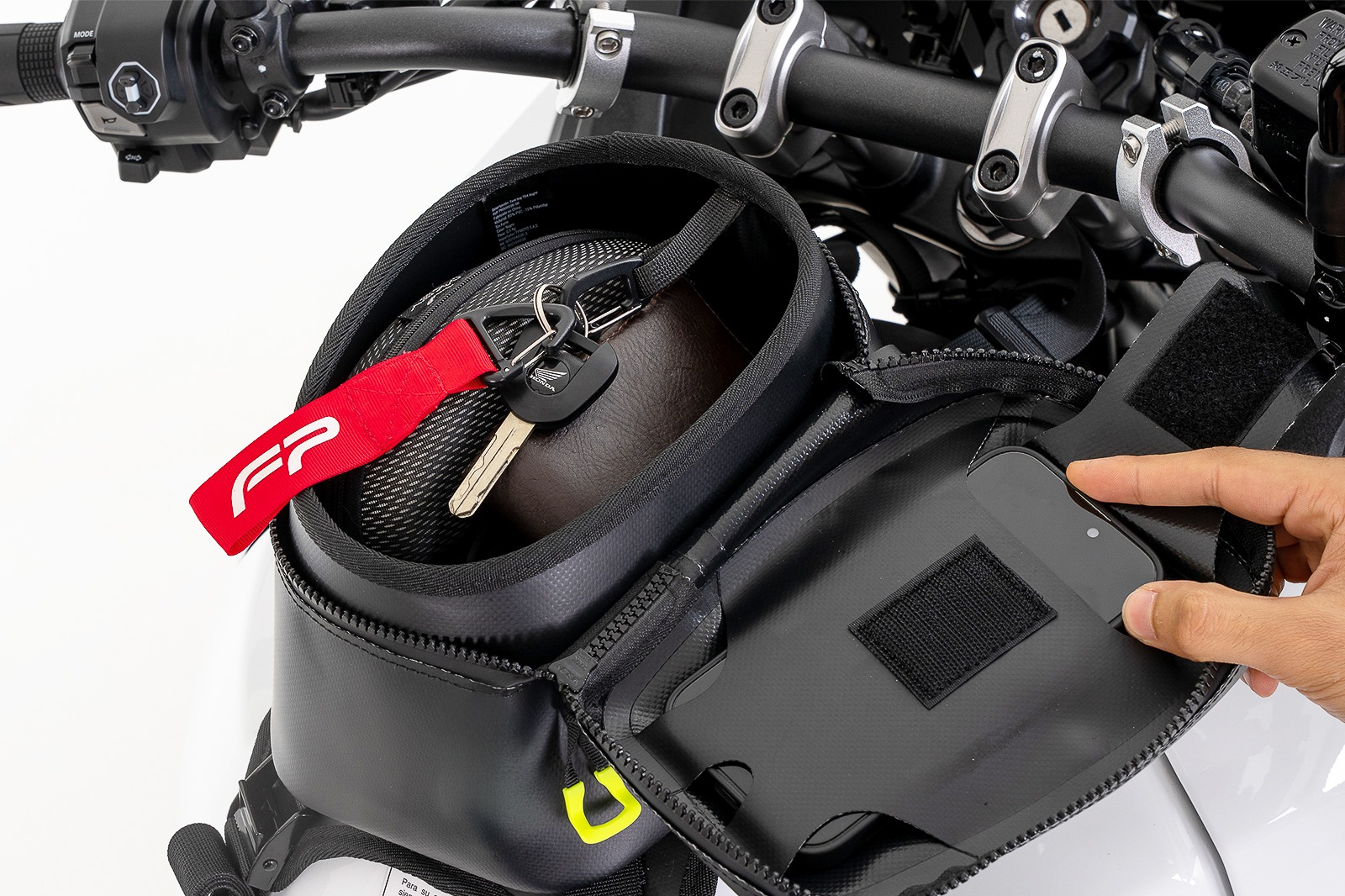 Tankbag FP negro con base de textil suave para la moto