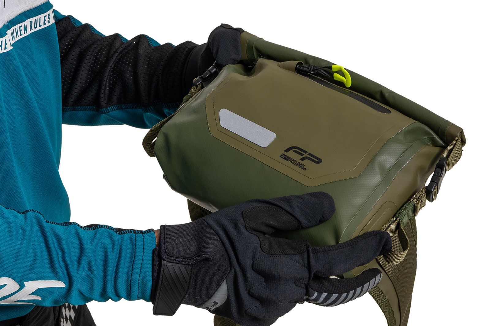 Riñonera FP Dry Bag verde con reflectivos