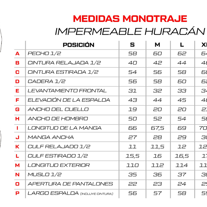 Talla Impermeable Hurricane