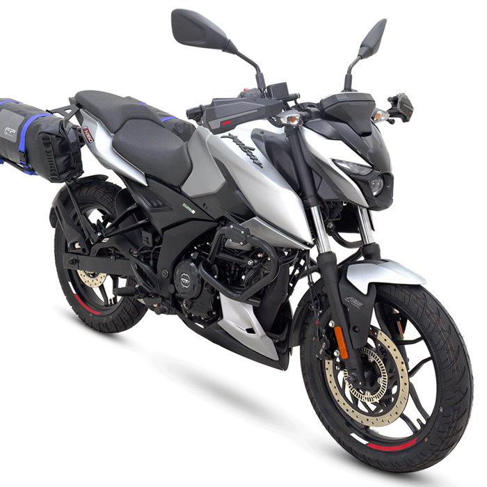 Soporte de maletas laterales Pulsar N160
Soporte de maletas laterales Pulsar N250
Maletas compatibles Pulsar N160 y Pulsar N250
viajes en moto Pulsar N160 y Pulsar N250