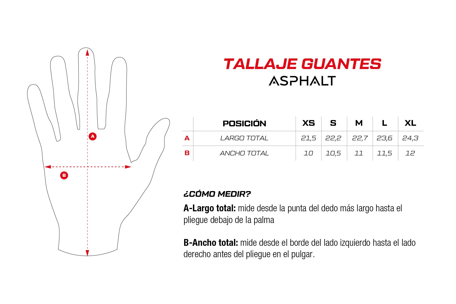 Tallaje Guantes Asphalt