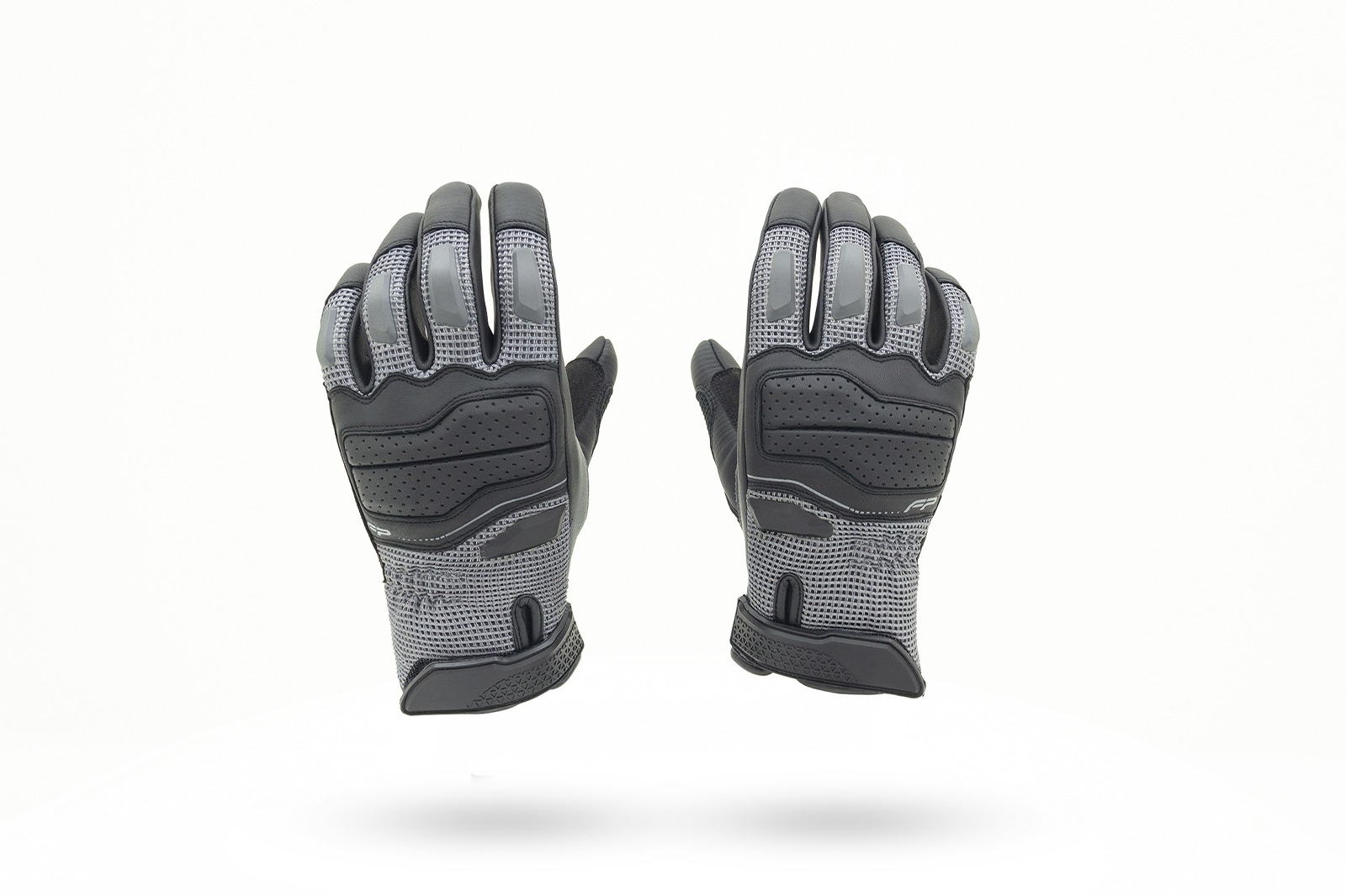 Guante de cuero Asphalt Negro para moto, diseño ventilado con refuerzo en palma Chamude® y protección en nudillos