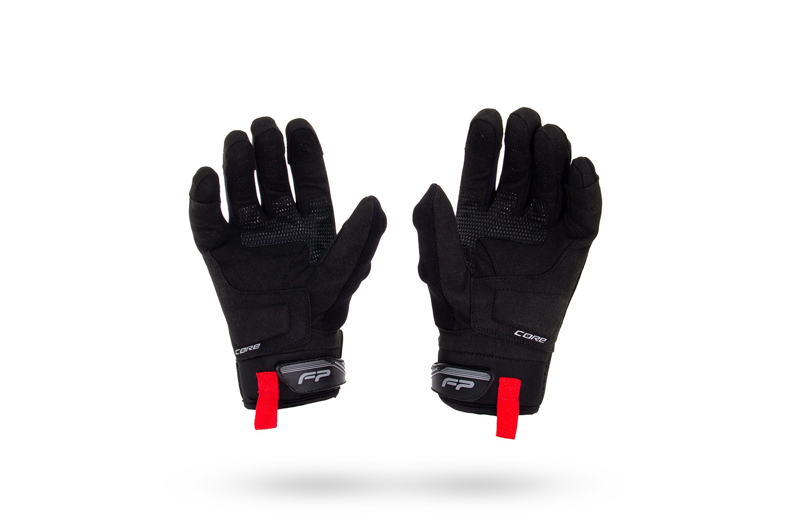 Guantes Core negros para moto, cortos y ventilados, con palma antideslizante