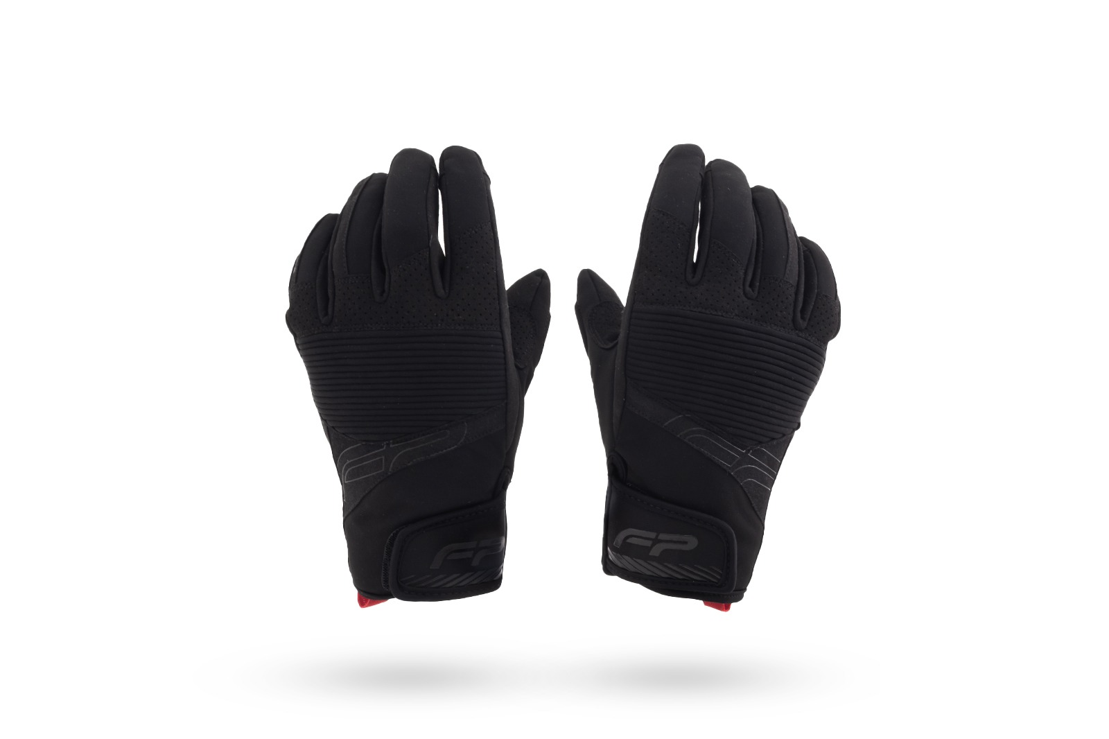 Guante Eclipse Negro para moto, diseño deportivo con palma antideslizante y tejido micro-stretch en el dorso