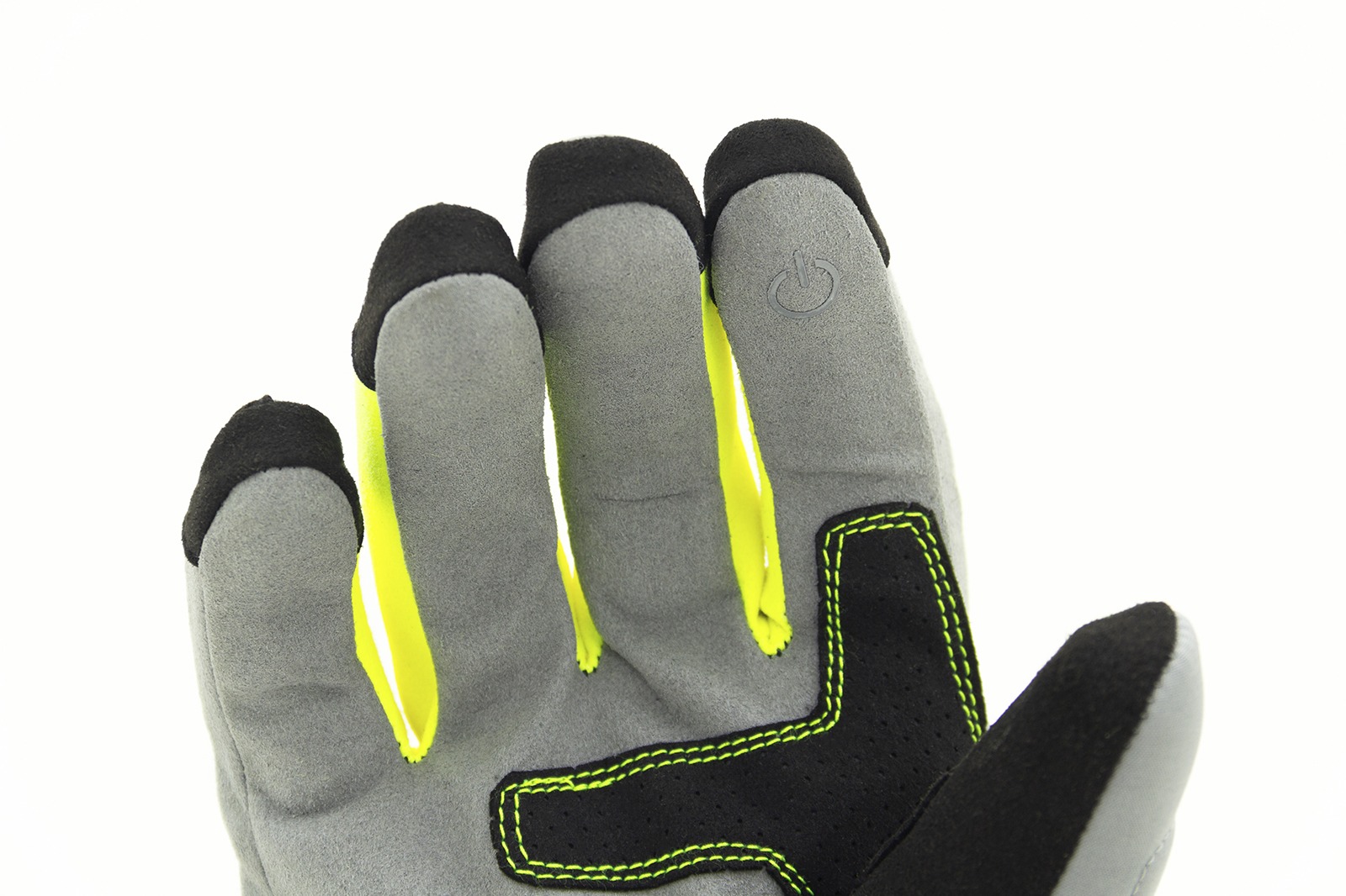 dedos touch de guantes de moto deportivos en color negro con gris y neón
