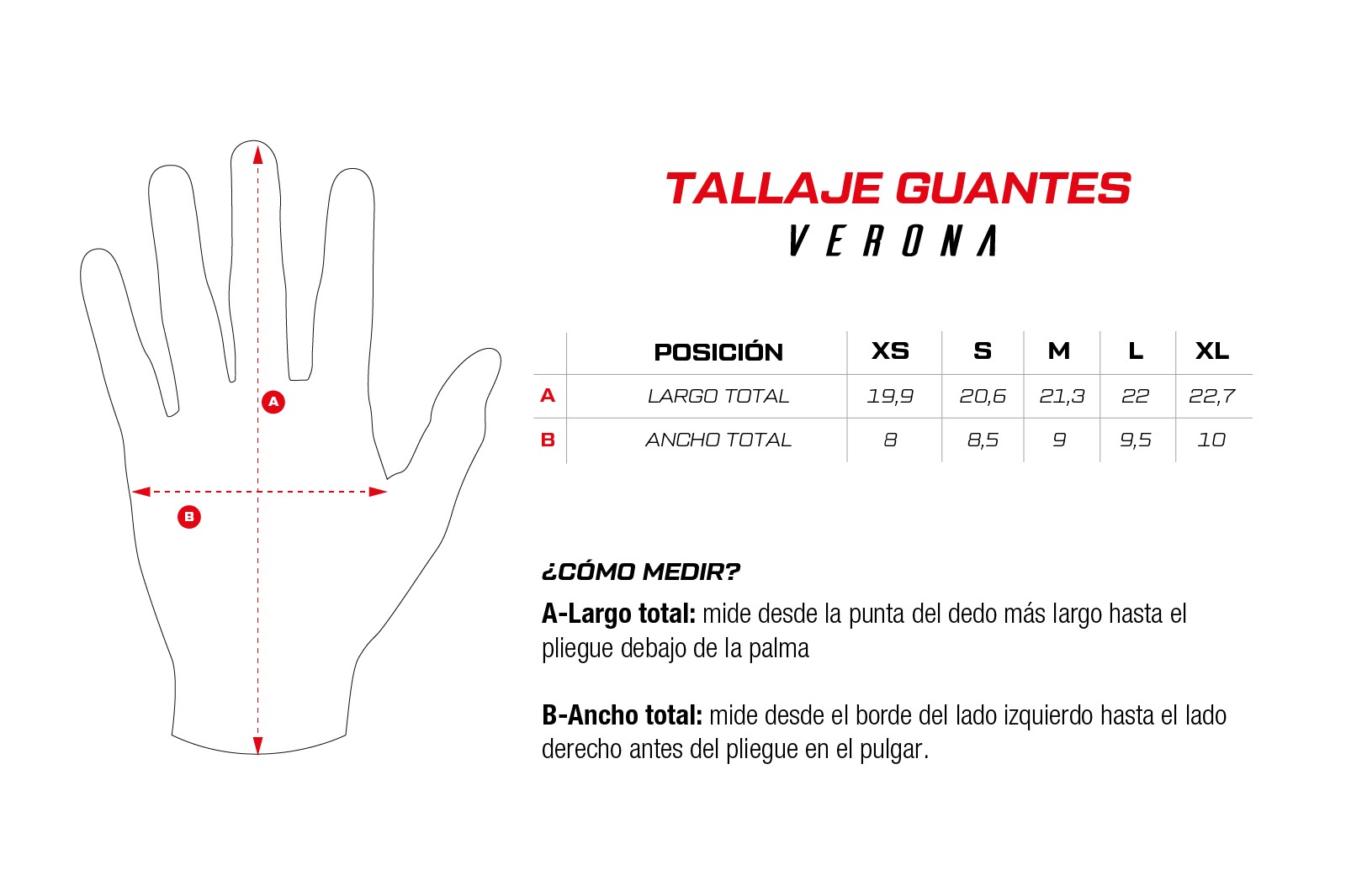 Tallaje Guantes Verona Negro