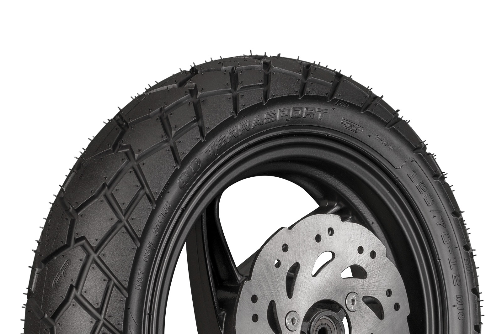 Llanta FP Terrasport 120/70-12 TL vista lateral