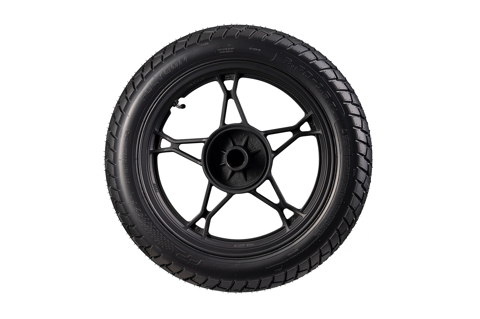 Perspectiva lateral izquierda de la llanta POLYGON 3.50-16 TL