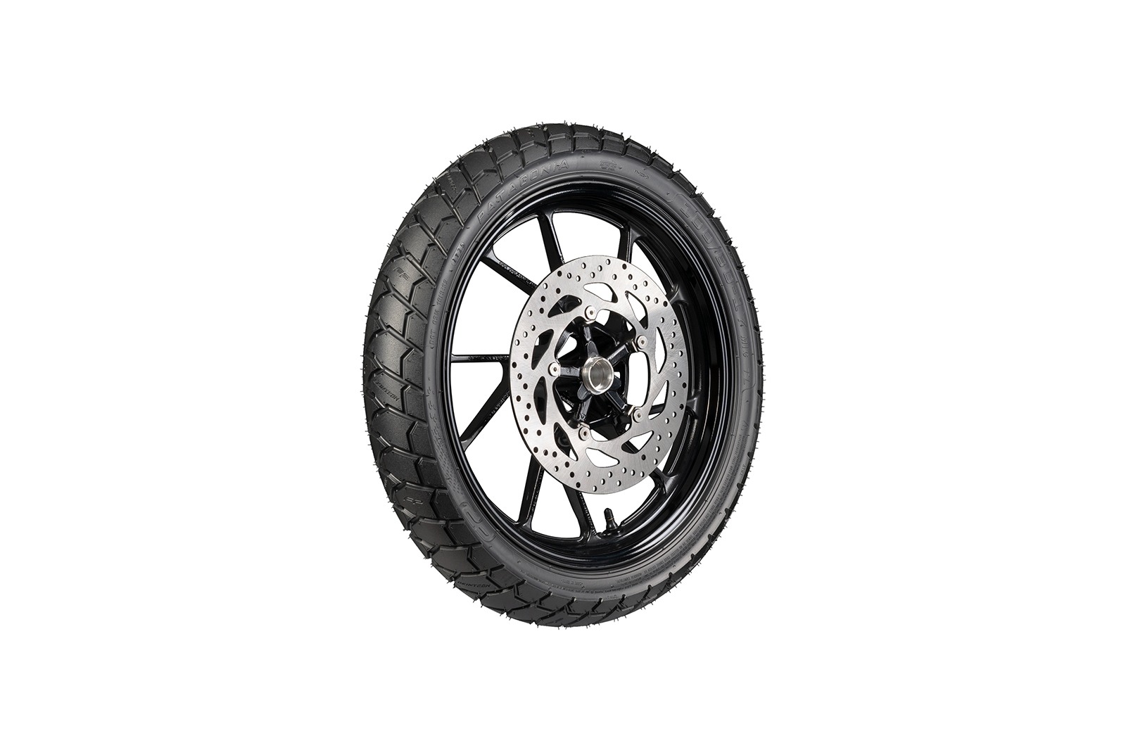 Vista lateral derecha de la llanta PATAGONIA 100/80-17 TL para motos urbanas