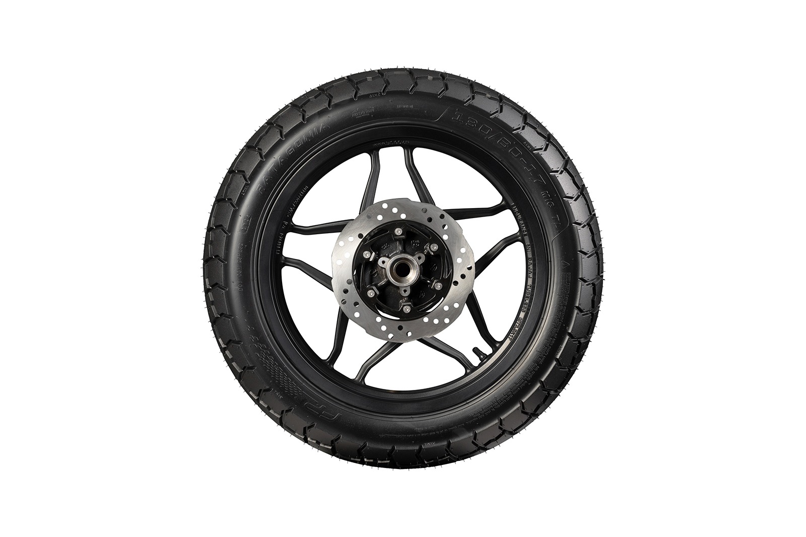 Vista lateral derecha de la llanta PATAGONIA 130/80-17 TL para motos touring