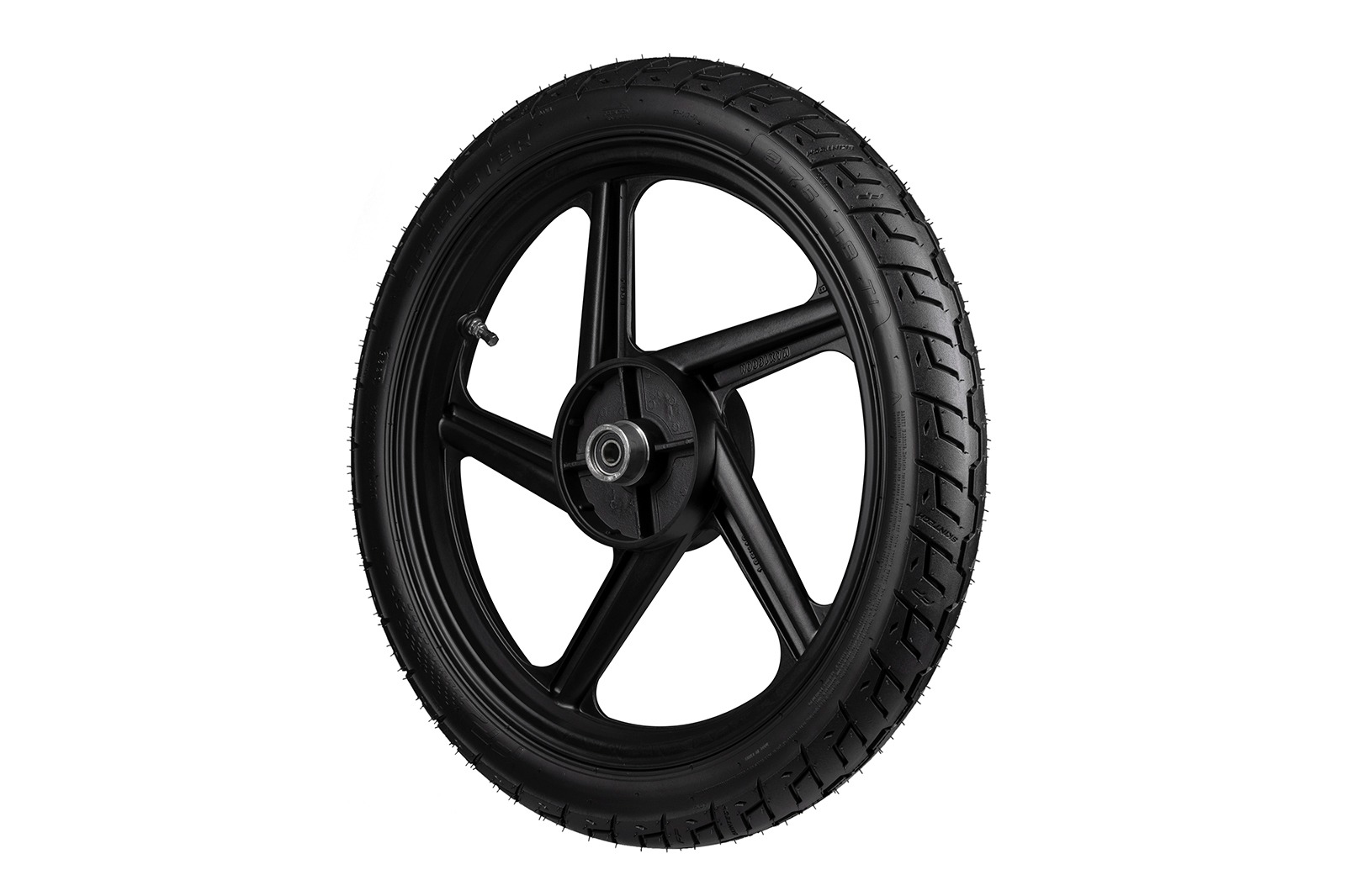 Llanta SPEEDSTER 2.75-18 TL montada en rin negro FP Moto