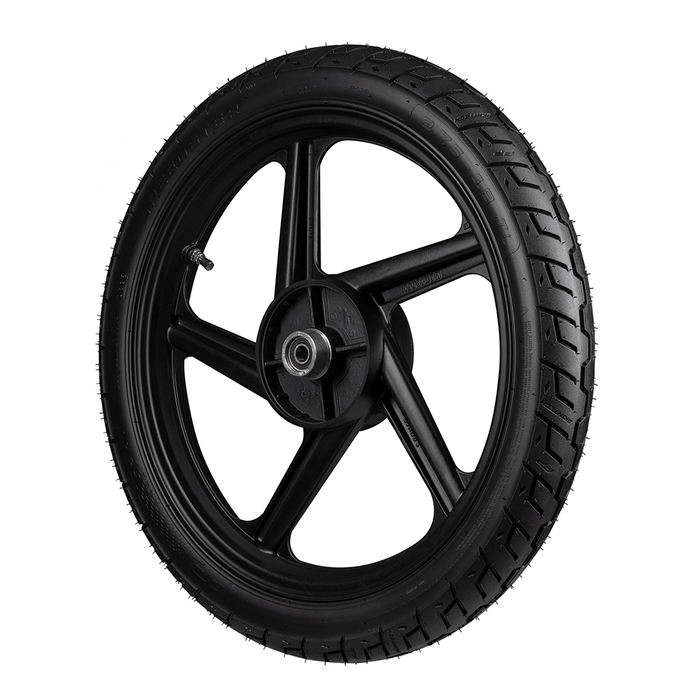 Llanta SPEEDSTER 2.75-18 TL montada en rin negro FP Moto