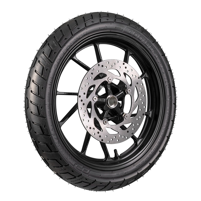 Vista lateral de la llanta FP Speedster 100/80-17 TL