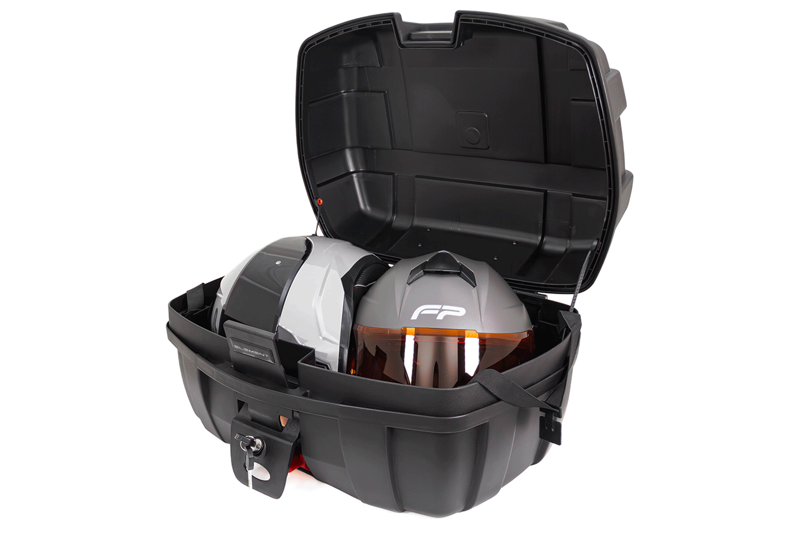 Maleta pl&aacute;stica element 50 litros negra / dos cascos