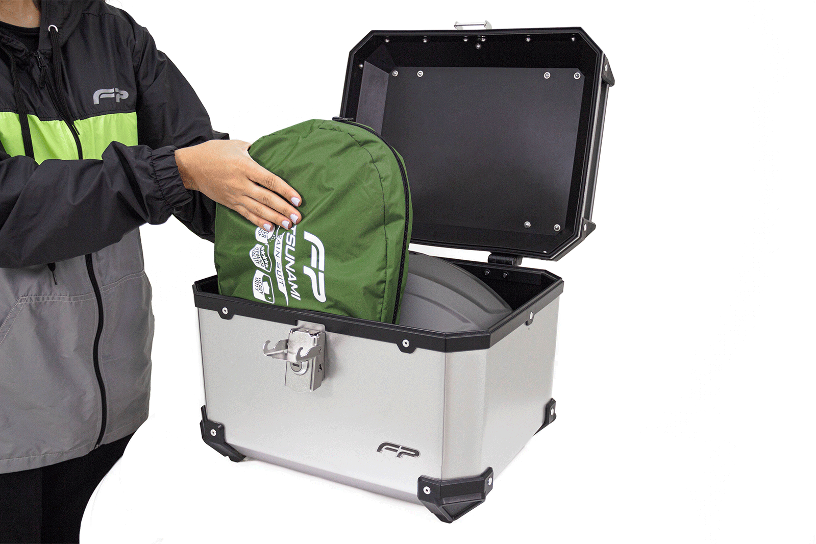 MALETA PARA MOTO MAVERICK GRIS UN CASCO FP