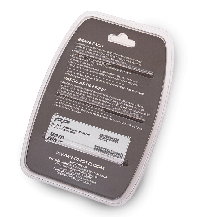 PASTAS DE FRENO FP BRAKE MASTER DEL: CB125F, STORM125, CB190, PASTAS FRENO, Freno Fireparts, Pasta Freno FP, Pastilla de freno. Freno para Moto. Kit de Pastillas de Freno de Disco. Juego de Pastillas de Freno de Disco