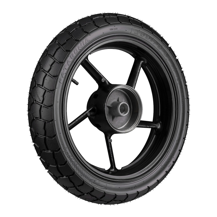 Vista lateral derecha de la llanta PATAGONIA 130/70-17 TL para motos sport