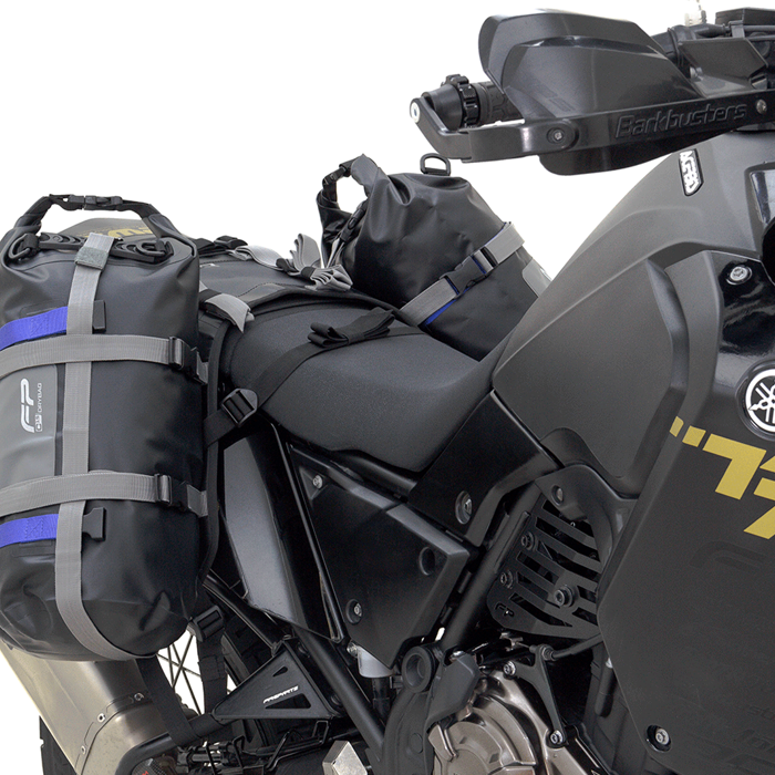 SISTEMA RACKLESS PARA DRYBAG  FP EXPEDITION, Soporte Maletas Laterales, Soporte Textil para Drybag, Organizador de Drybag, Anclaje de Drybag, Maletas Laterales, Cuelga Drybag, Soporte Textil, Drybag, Motocicleta, Correa, Universal, Resistente, Liviano, Fá